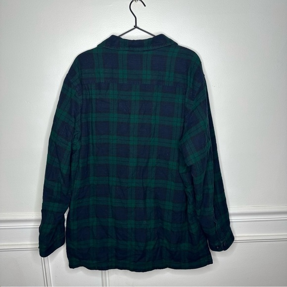 L.L. Bean Fleece Lined Flannel Shirt Jacket 250393 Men’s Large Blue Green Black - Picture 3 of 7